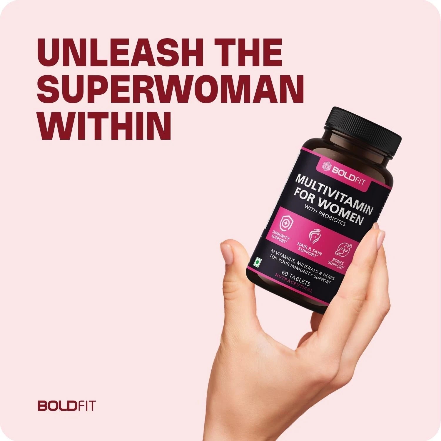 Boldfit Multivitamin For Women With Probiotics immunity 60 tablets Pack of 2