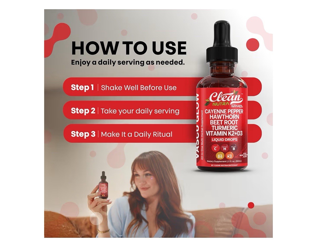 Clean Nutra Cayenne Pepper Drops Vascu Glow Supplement Liquid Drops 2oz