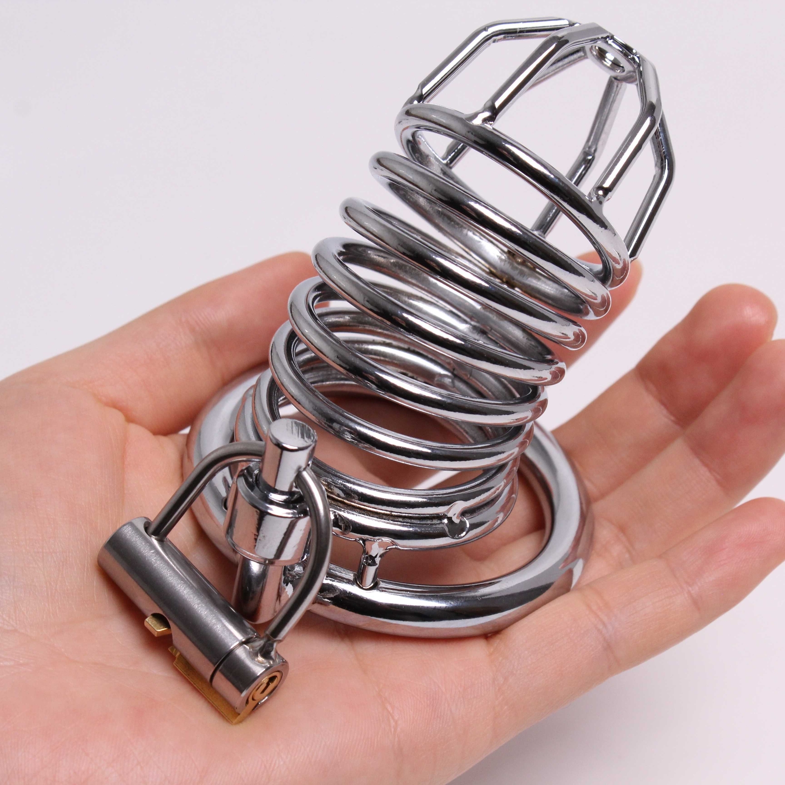 Metal Stainless Steel Chastity Cage Device for Male Lockable Restraint Rings Men