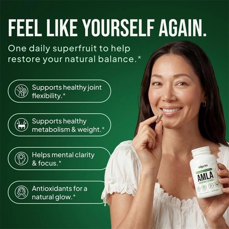 2 X Alevia Organic Amla Capsules 1000mg Indian Gooseberry Antioxidant Supple 60c