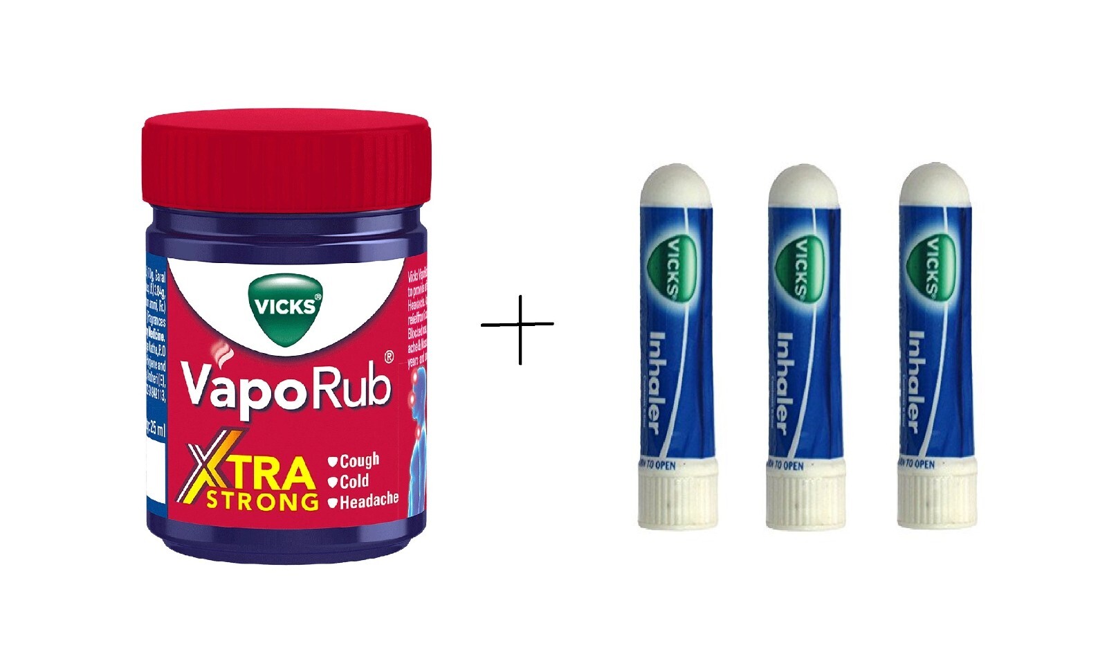 Vicks VapoRub Xtra Strong 50ml and Vicks Keychain Inhaler 3Pcs