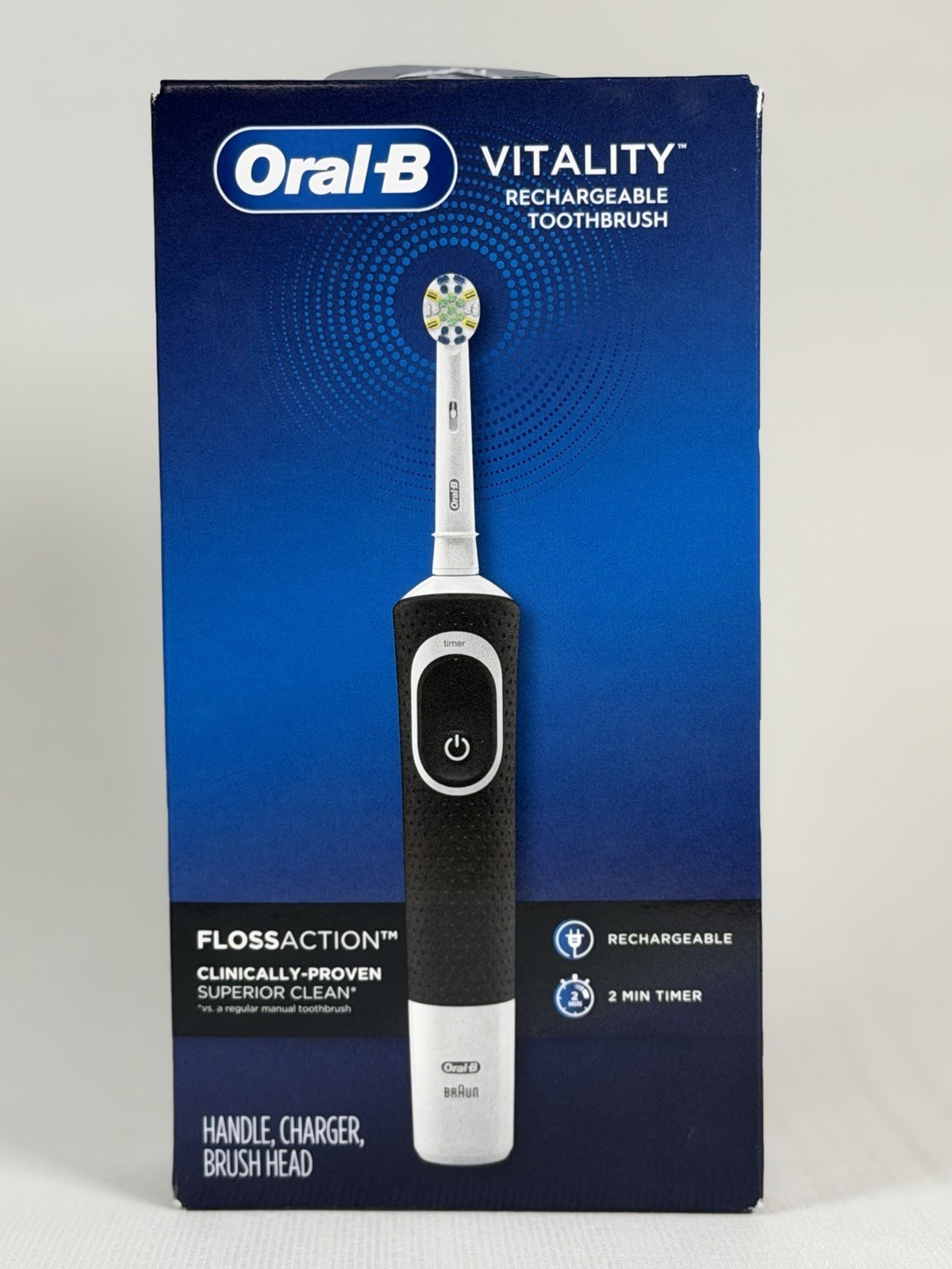 Oral-B Vitality Floss Action Rechargeable Electric Toothbrush, Black, 1 Count