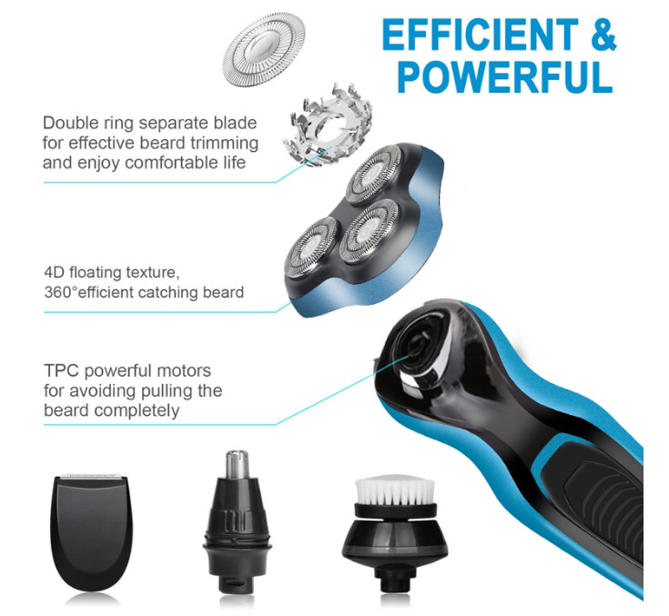 4-in-1 Electric Shaver Razor Waterproof Cordless Rechargeable Head Beard Trimmer