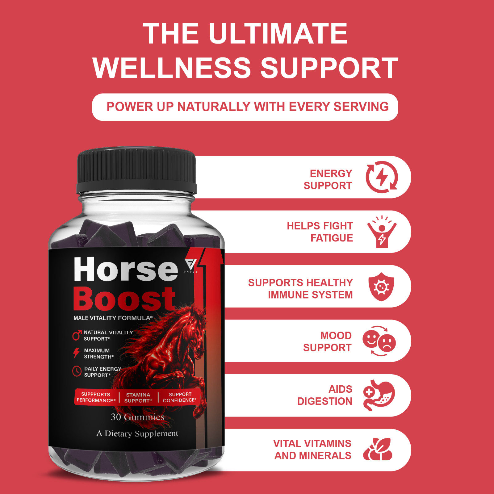 (2 Pack) Horse Boost Gummies, HorseBoost Male Performance (60 Gummies)