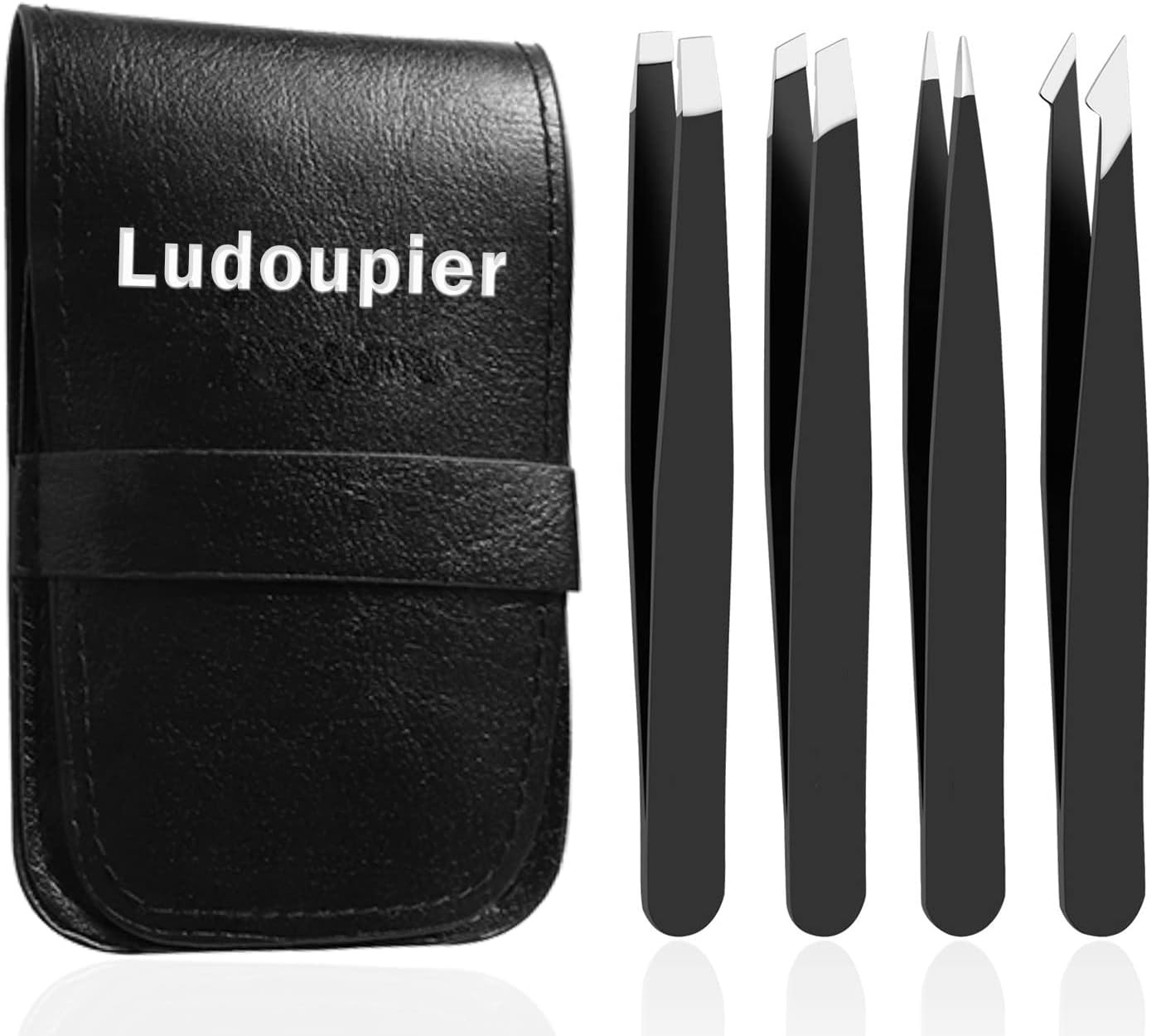 [4+1 Pieces] Tweezers Set with Travel Case, Great Precision Upgrade Professional
