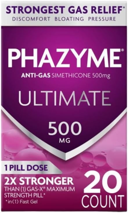 Phazyme Ultimate Gas Bloating Relief Works in Minutes 500 mg (Pack of 6)