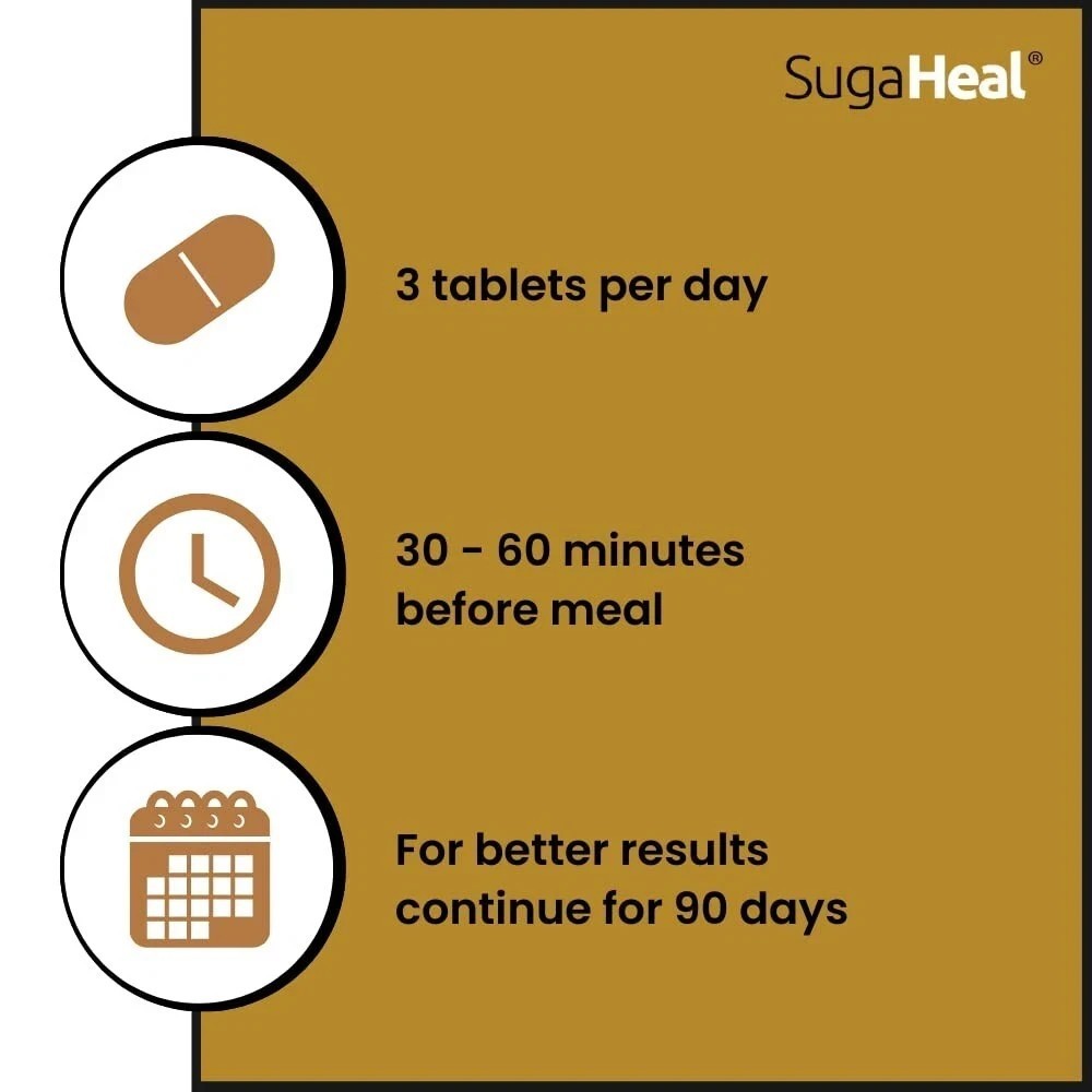 SugaHeal 90 tablets Healthy Blood Sugar Level Ayurvedic Clinically Proven Patent