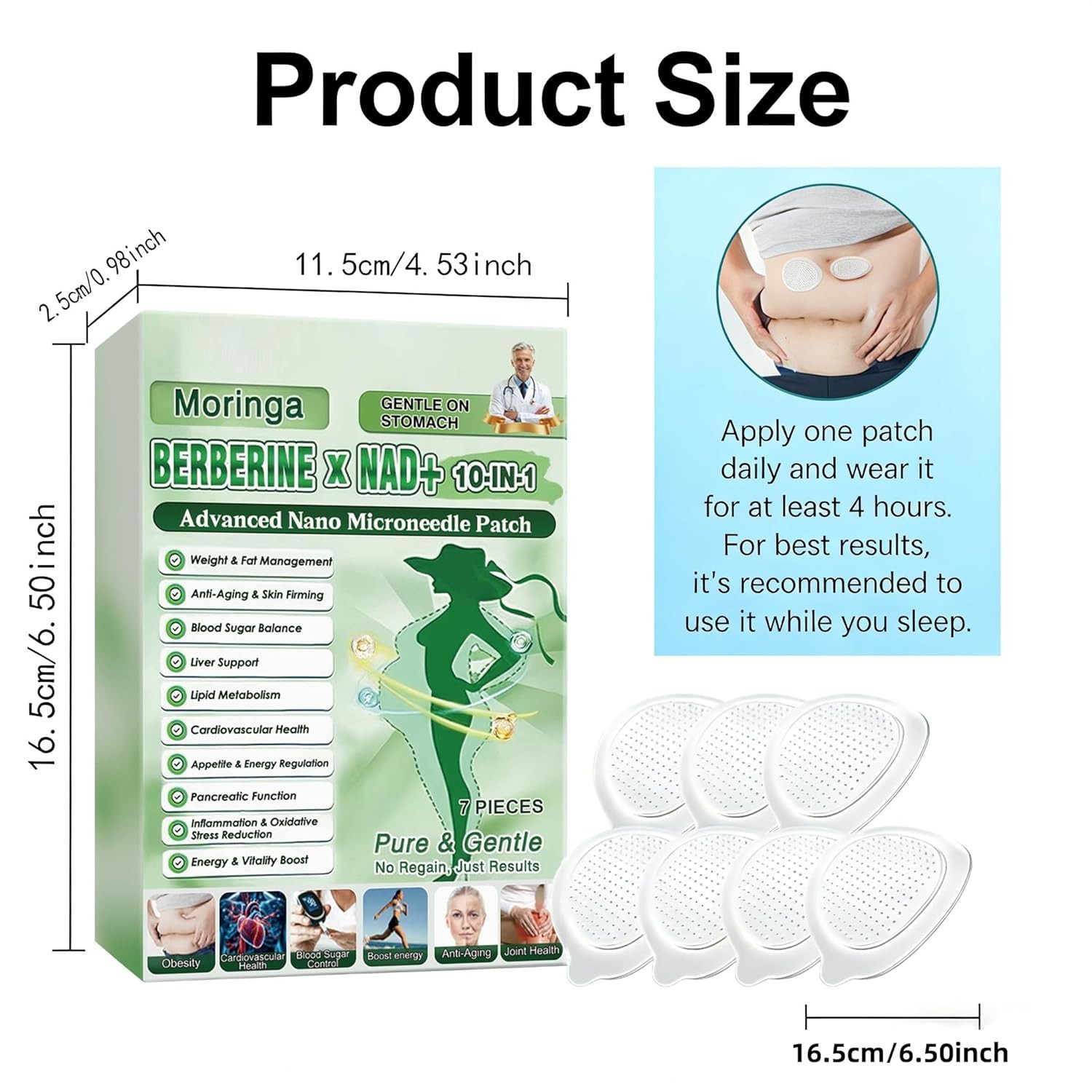 Moringa Berberine + NAD+ 10-in-1 Microneedle Patches Bioavailable Strength NEW