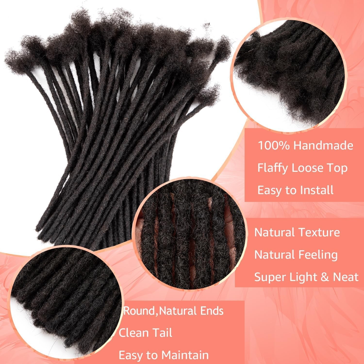 Jiajia Teresa Small 0.4Cm And 0.8Cm Width 6-18 Inch 100 Human Hair Dreadlock