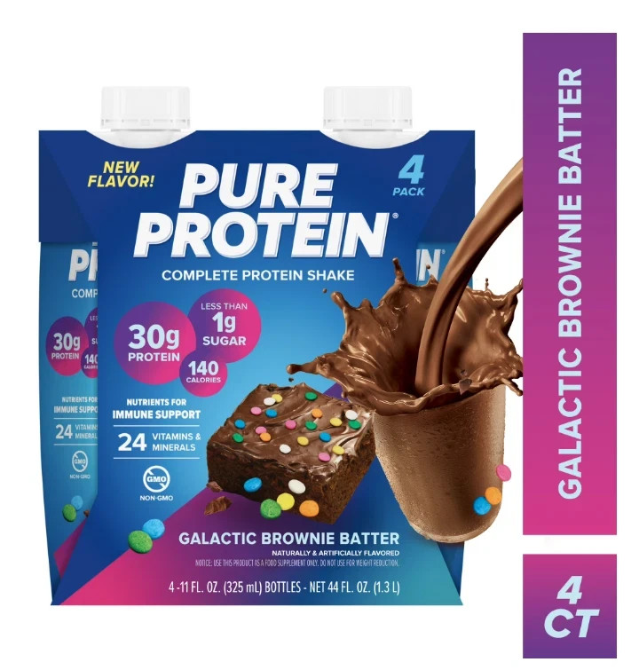 Pure Protein, Galactic Brownie Batter Complete Protein Shake, 30g Protein