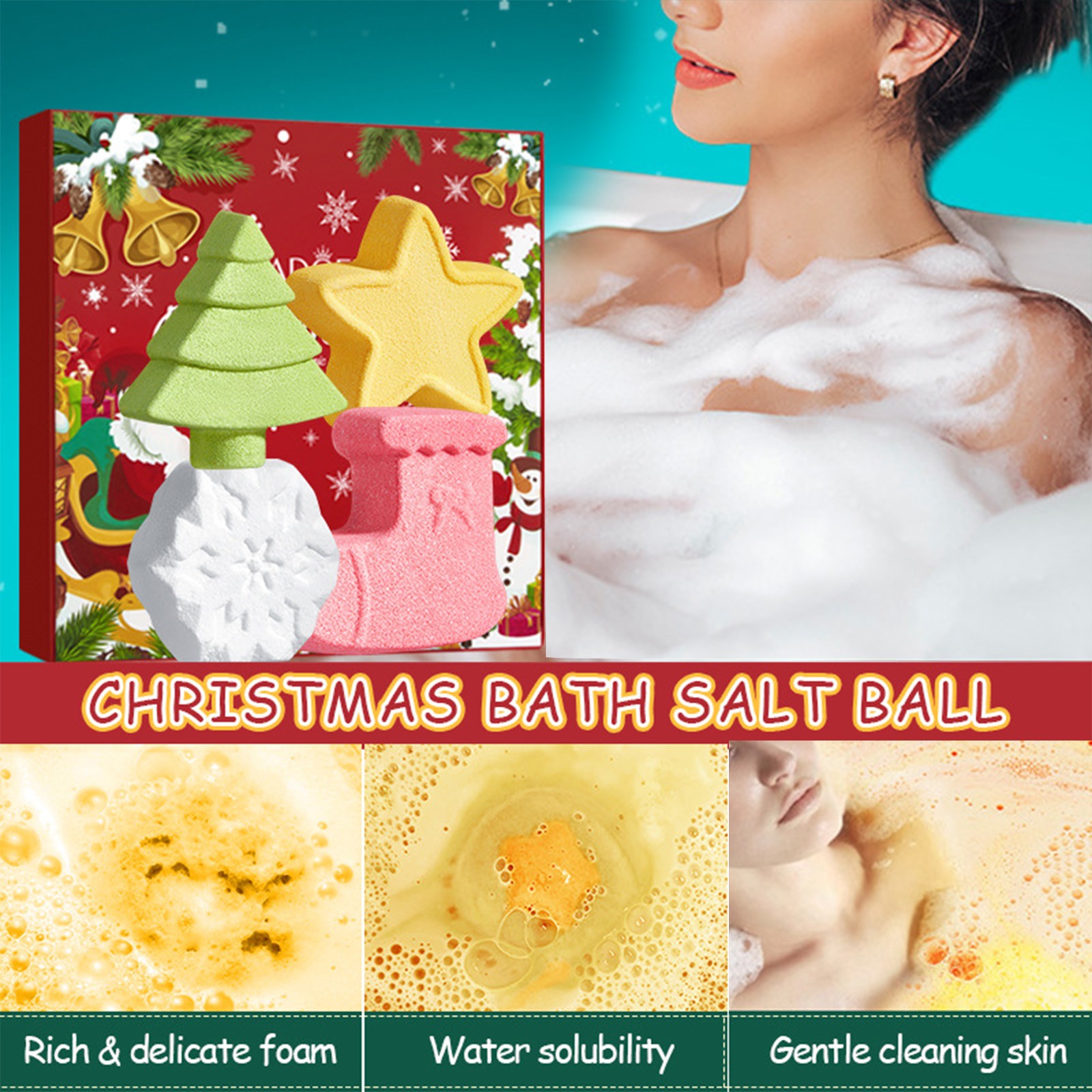 1Set 4PCS Bath Salt Ball Bathing Christmas Style Fizz And Bubble Bath Bombs