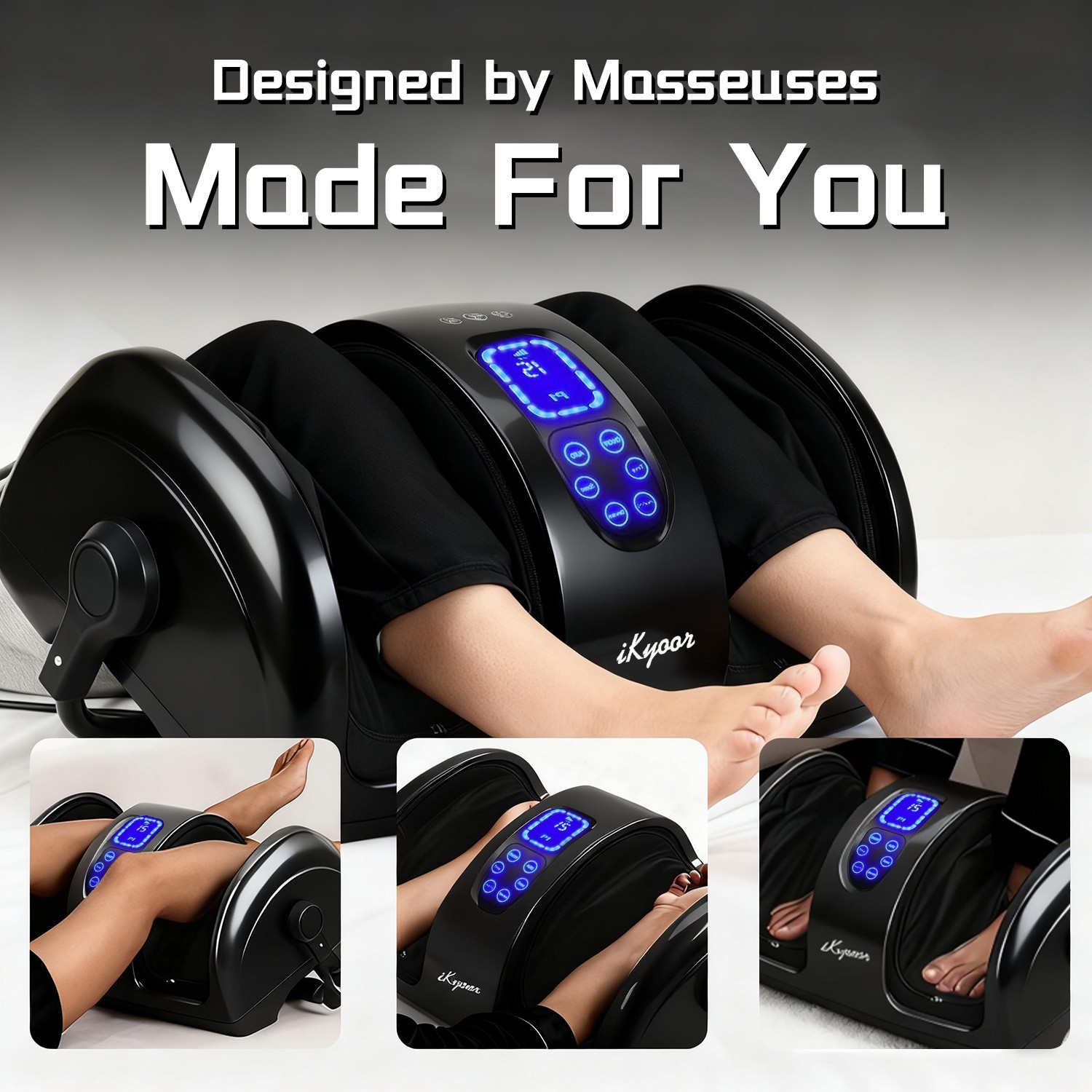 Foot Calf Massager Shiatsu Kneading Heated with 360° Adjustable Handle LEDScreen