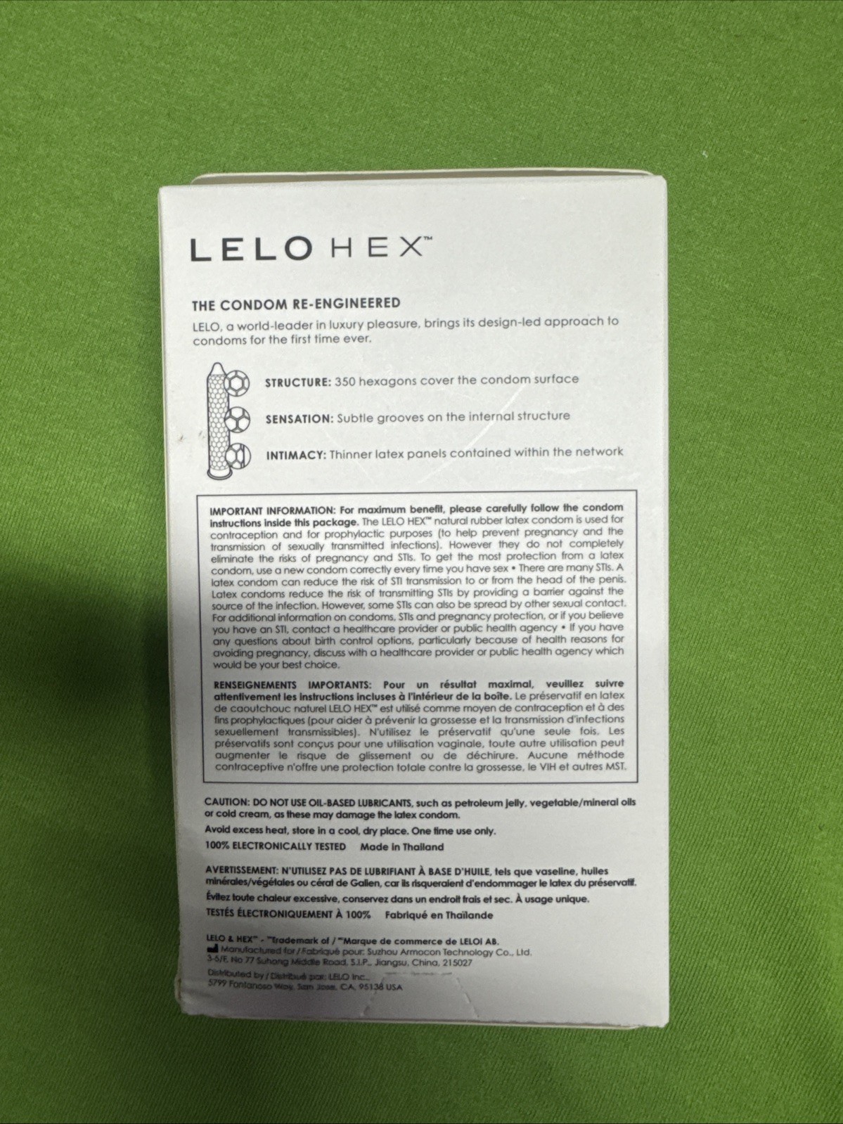 Lelo Hex Re-engineered Lubricated Latex Condoms 12 per pkg EXP 05/2029