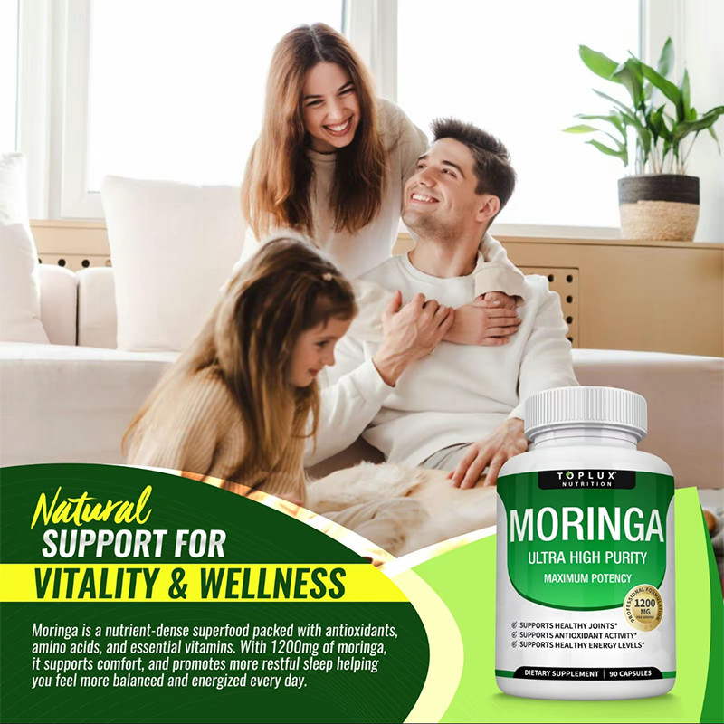 【2 PCS】Moringa Capsules 1200mg -Pure Moringa Powder for lmmune, Gut health 90