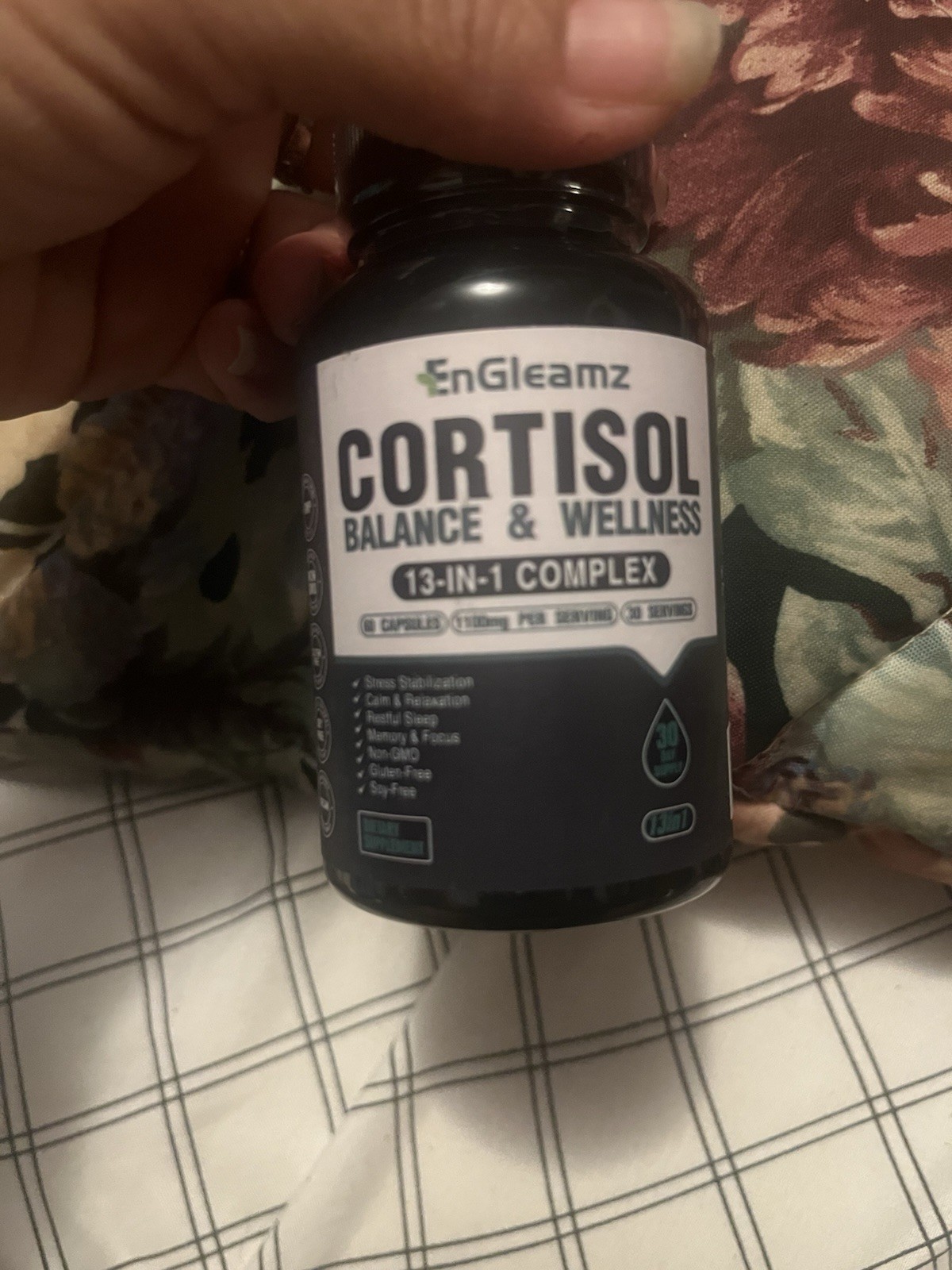 EnGleamz Cortisol Supplement 13-in-1 Stress Management & Wellness 30 Caps GF/SF