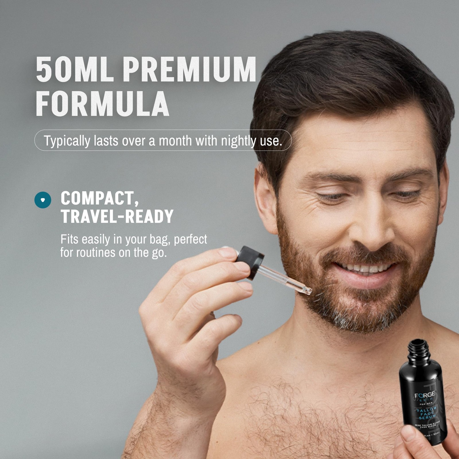 FORGE SKIN® Night Beef Tallow Serum for Men [TALLOW-BASED] – Facial Essence…