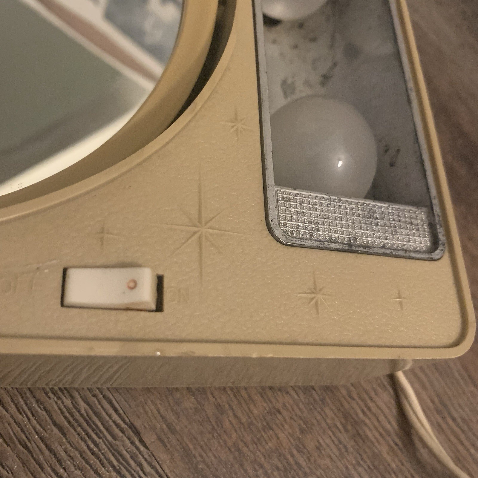 Vintage Illuminated Tabletop Make-up Mirror Beige Rectangle Stars 110V