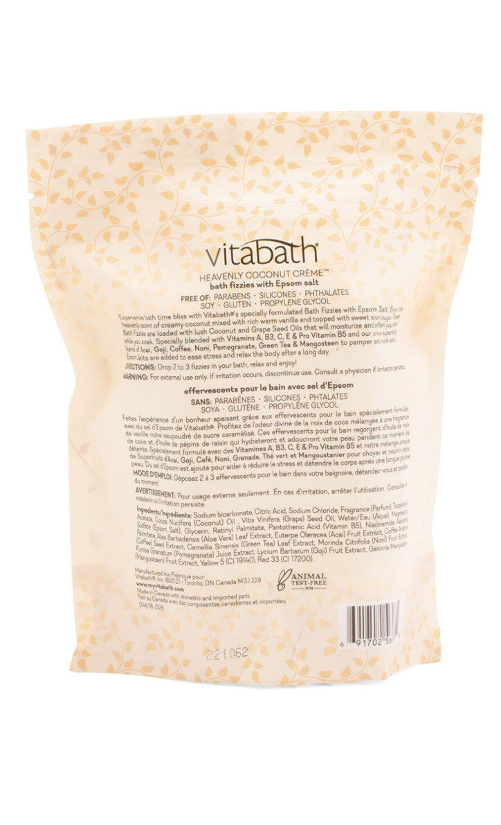 Vitabath Bath Fizzies Heavenly Coconut Creme 10 oz Fizzy Spa Bath