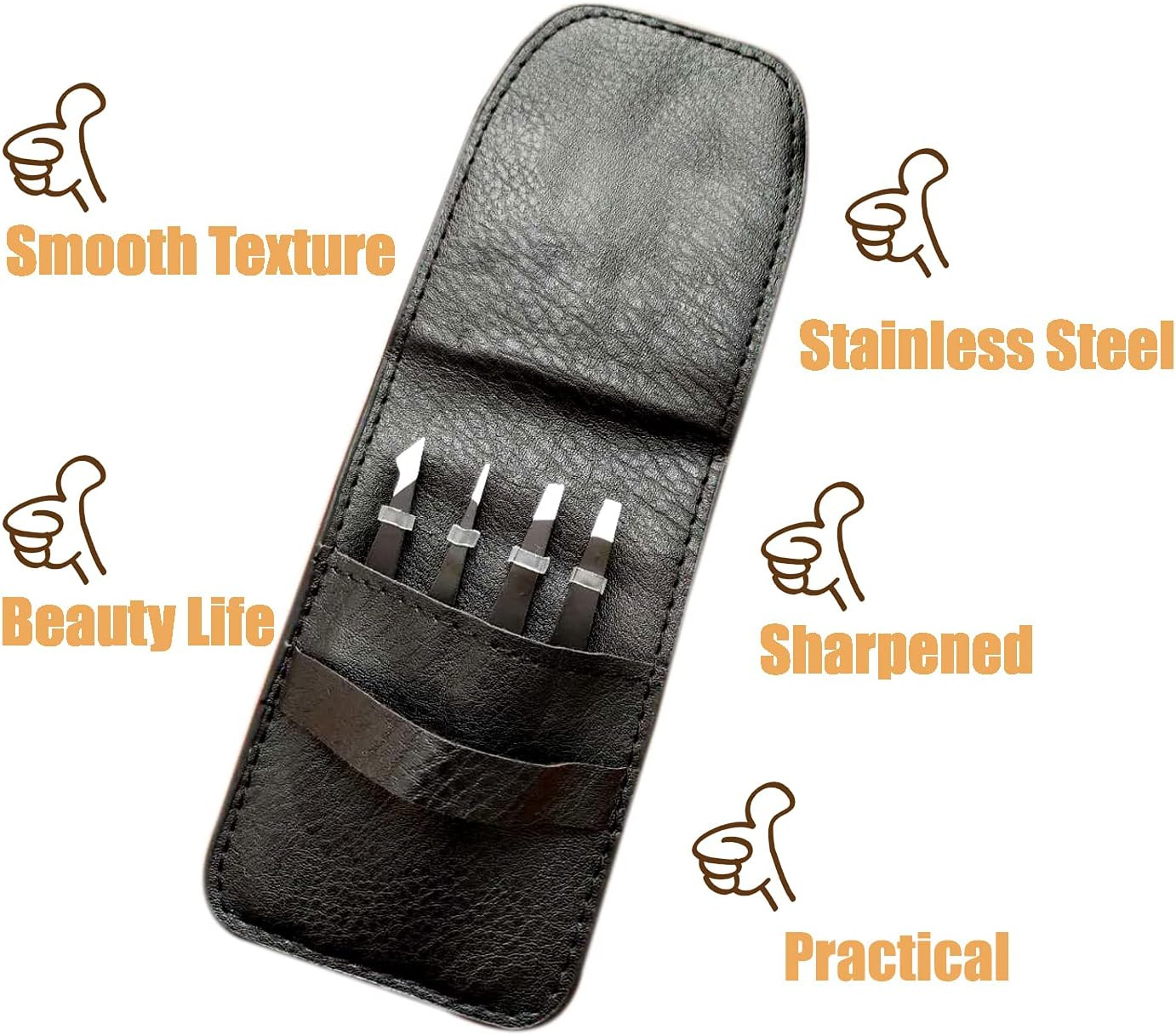 [4+1 Pieces] Tweezers Set with Travel Case, Great Precision Upgrade Professional