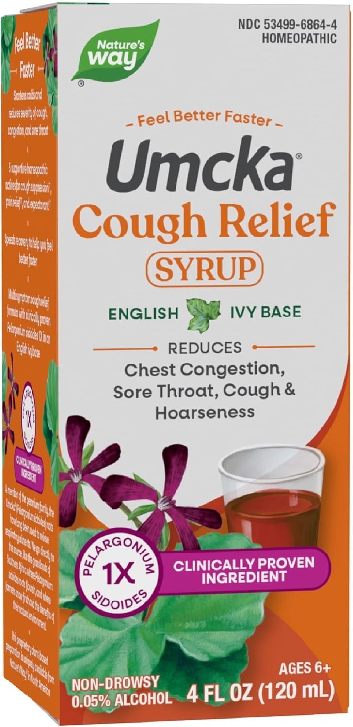 Umcka Cough Relief Syrup, Chest Congestion, Sore Throat, Cough, Hoarseness, P…