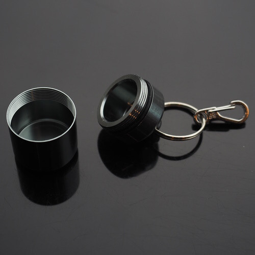 2 PCS Waterproof 1″ Wide Pill Capsule Bottle Keychain Clip Gun Metal Gray Glossy