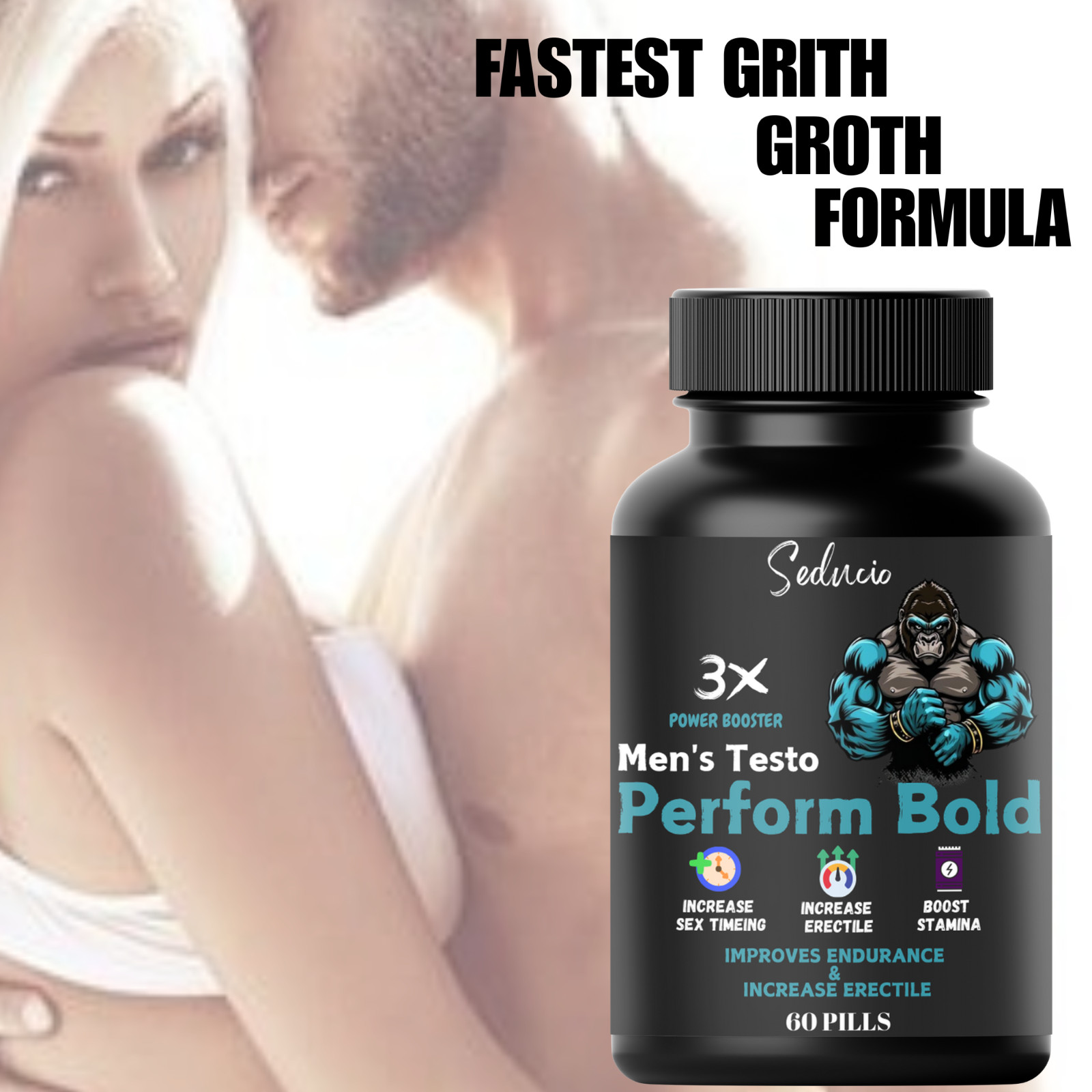 NEW . 60 Powerful Capsules . Works In 10 Minutes. 100% Money Back Guaranteed