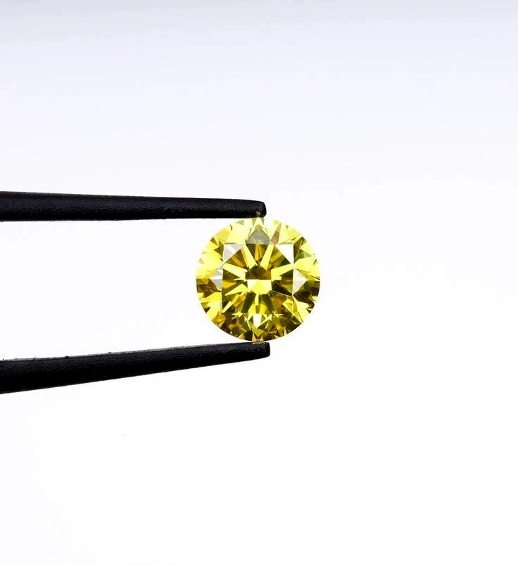 Loose 2 Ct Round Cut Lab Grown CVD Diamond Natural Yellow Color VVS1 Certified
