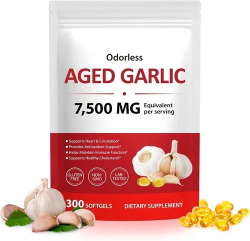 1 PACK Elare Aged Garlic Extract, 300 Softgels, 7500mg Odorless | Heart & Immune