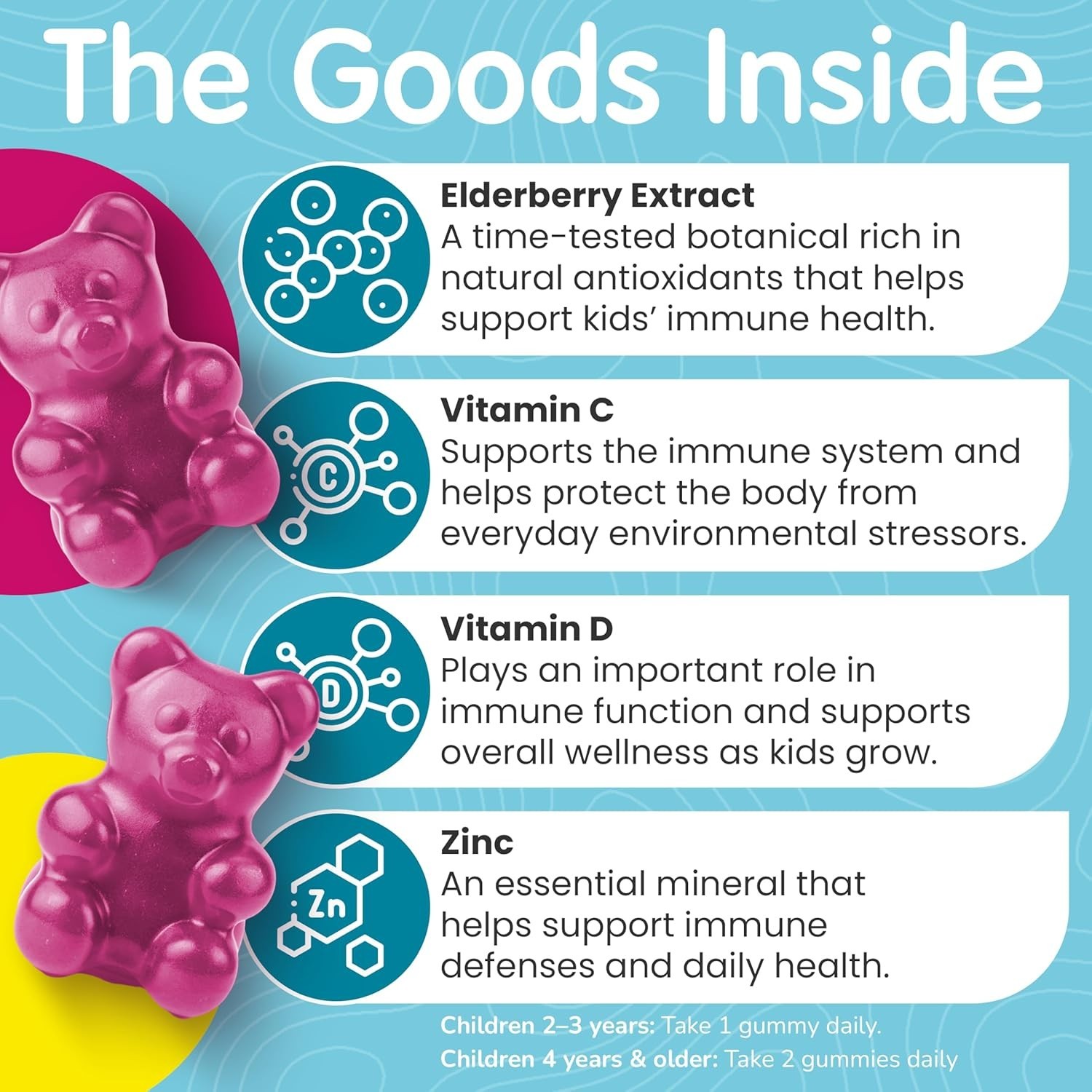 Elderberry Gummies for Kids with Vitamin C & Zinc Immune Health | 60 Gummies