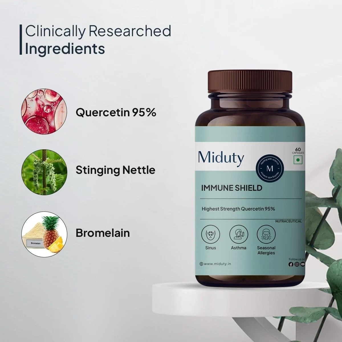Miduty Immune Shield Quercetin 700 mg, Bromelain – 60N