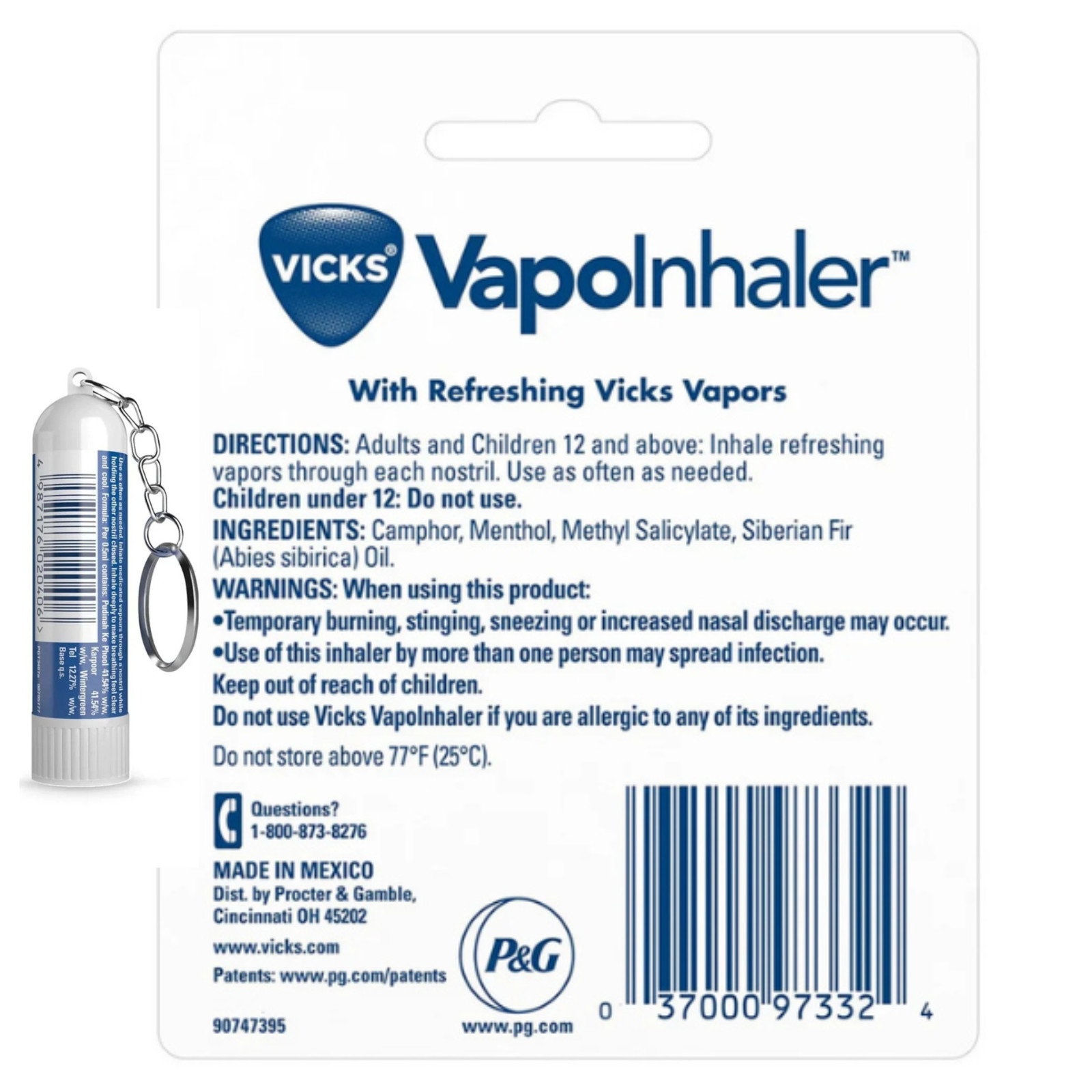 Vicks Inhaler Sinus Nasal Congestion Cold Allergy Block Nose Relief 0.5ml 3-Pck