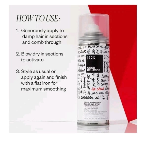 IGK Good Behavior MSRP $16 Spirulina Protein Smoothing Spray 2.4oz./80ml Travel