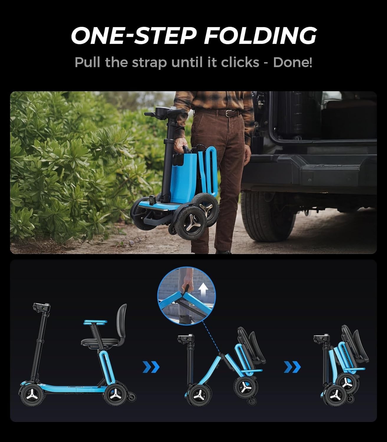 Ultra-Lightweight Mobility Scooters Power Wheelchair Folding Electric Scooter