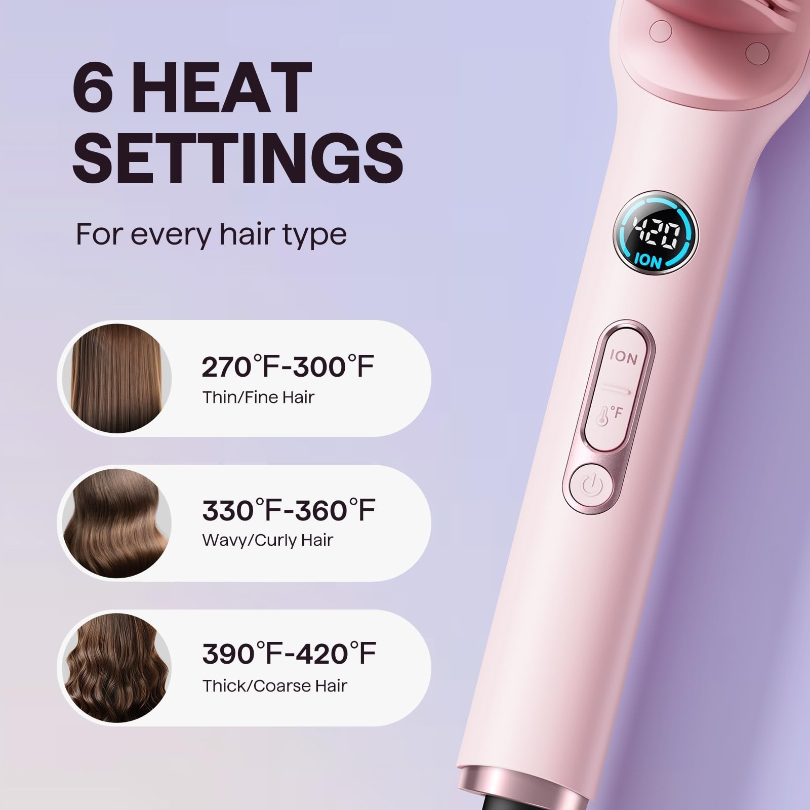 Ionic Hair Straightener Brush, Anti-Scald Ceramic Comb, LED Display, Dual Voltag
