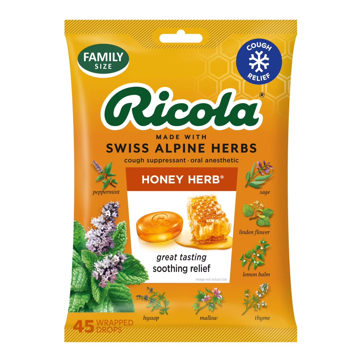 Ricola Honey Herb Cough Drops for Sore Throat and Cough Relief, Value Pack, 45 C