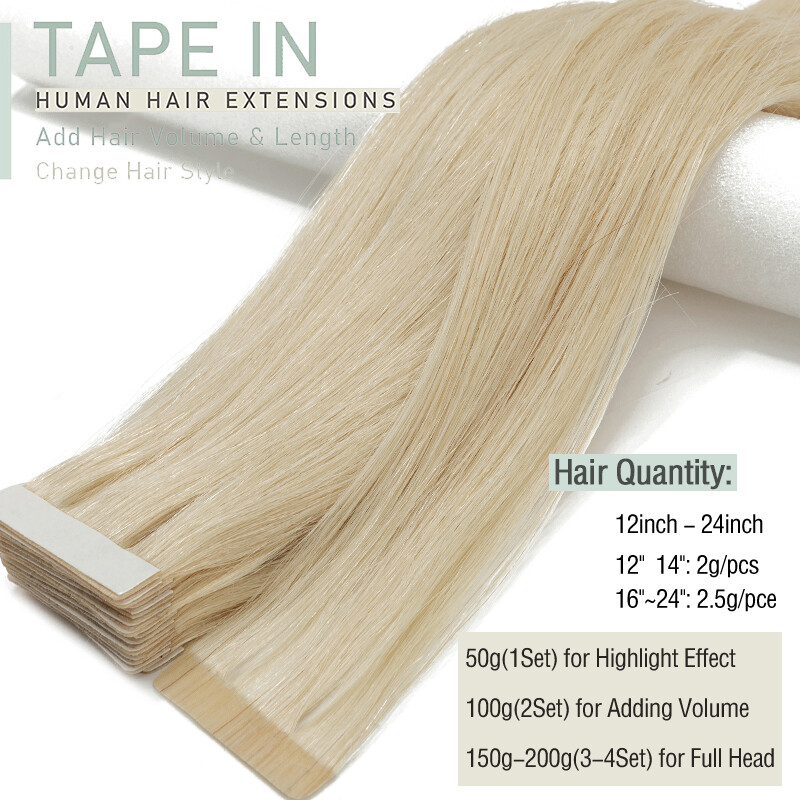 CLEARANCE Tape In Real Remy Human Hair Extension Highlight Skin Weft Thick 40PCS