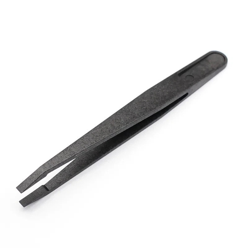 New Arrival 5Pcs/Set Portable Black Straight Bend Anti-Static Plastic Tweezer He