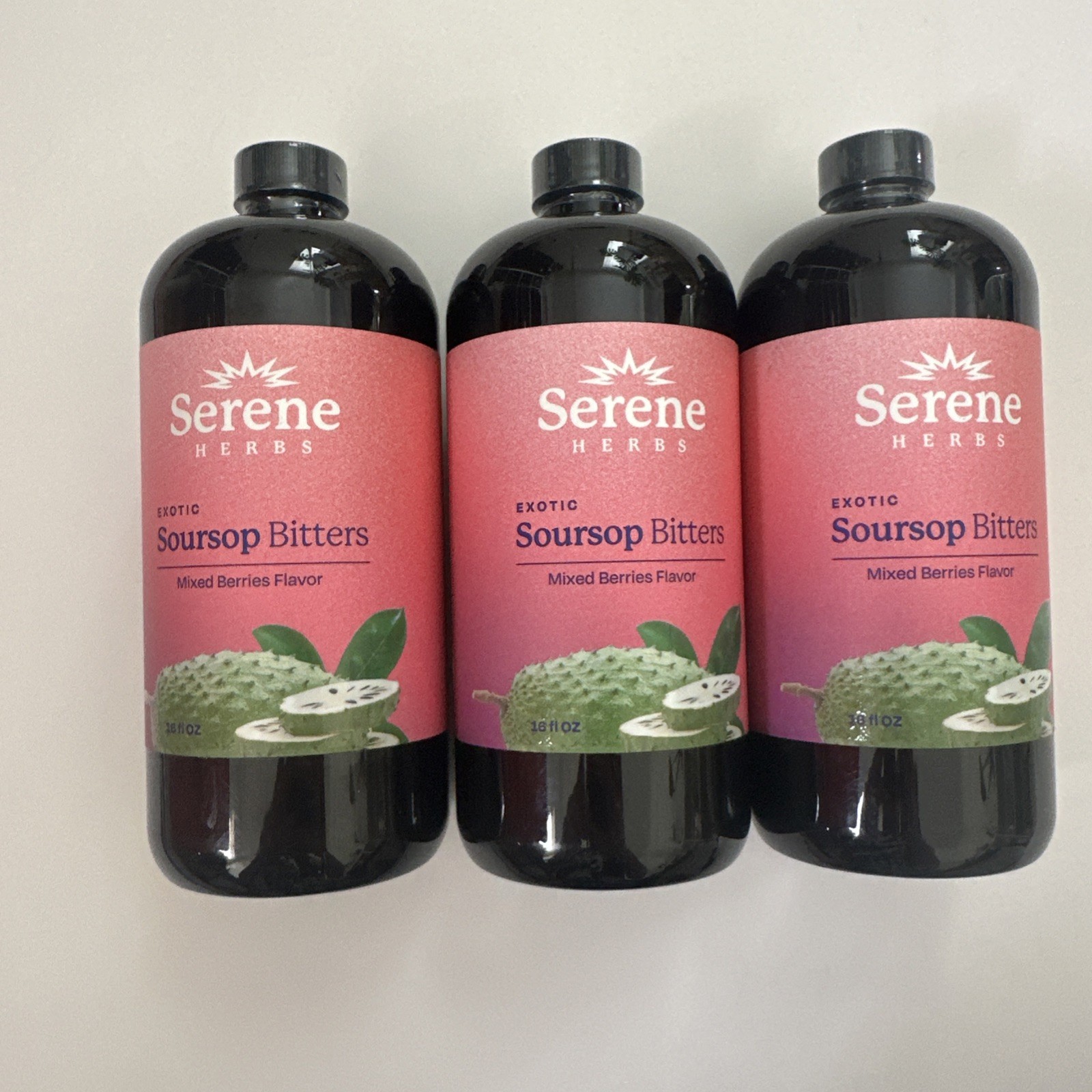 Lot 3 Serene Herbs Exotic Soursop Bitters 16oz Acetogenins Antioxidant 03/27