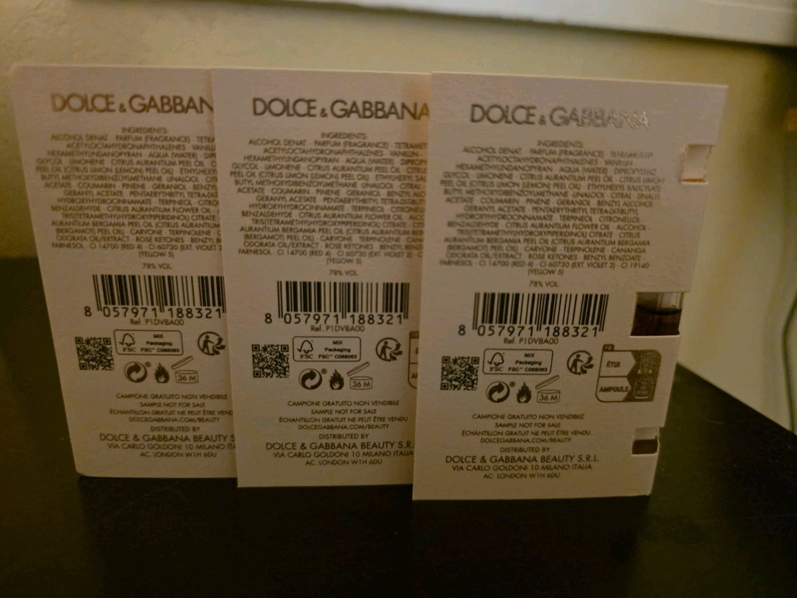 NEW 3X Dolce & Gabbana Devotion Eau de Parfum Intense Sample Spray 1.5ml Each