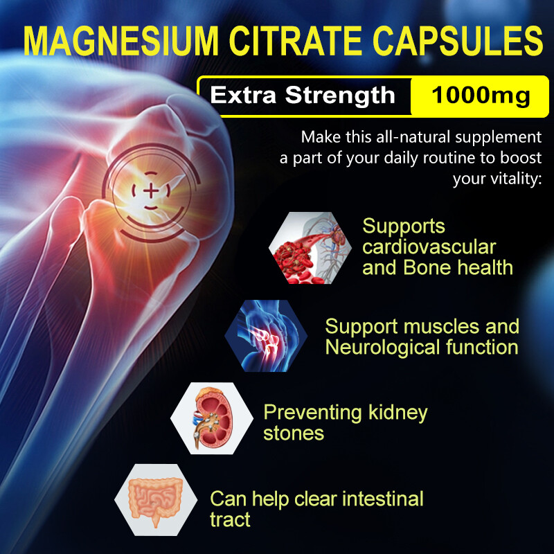Magnesium Citrate 1000mg Capsules Super Strong Effective Vegan Capsules 240Pills