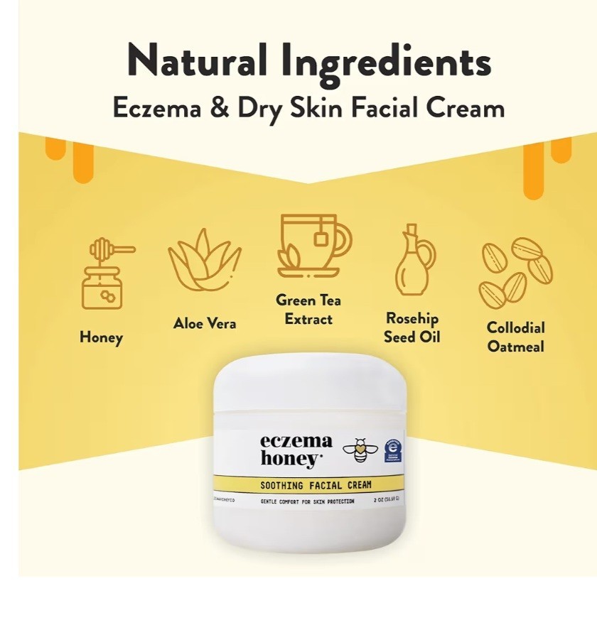 Lot Of 2 ECZEMA HONEY Soothing Facial Cream-Natural Dry Skin Repair Lotion 2 Oz