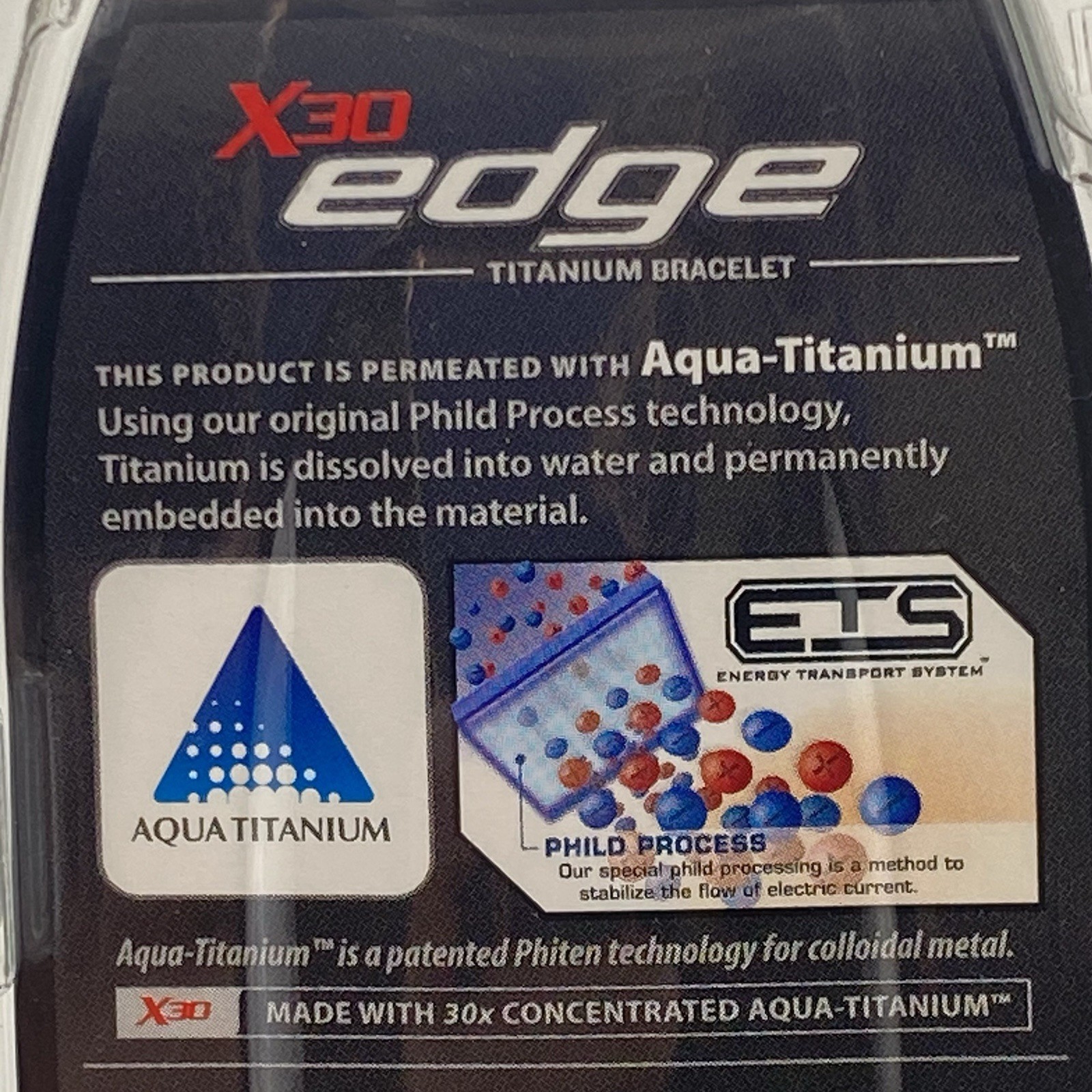 Phiten X30 Edge AQUA TITANIUM Health Bracelet 6-3/4” (17cm) Blue Made In Japan.