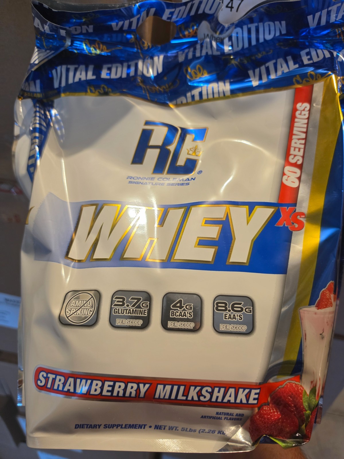 10 Lbs Ronnie Coleman Whey Protein Powder 2-5 lb Bags Strawberry Milkshake