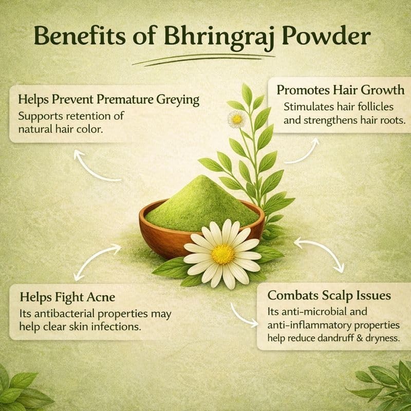 Pure Bhringraj Powder 200g Natural Hair Growth Mask Anti Dandruff Fall Control