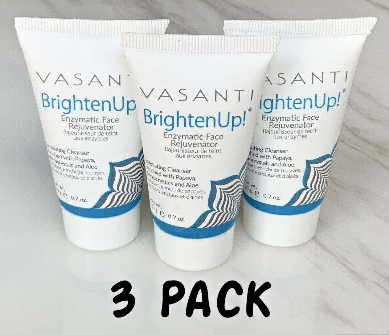 Vasanti Brighten Up! Enzymatic Face Rejuvenator Exfoliating Cleanser 0.7oz – x3