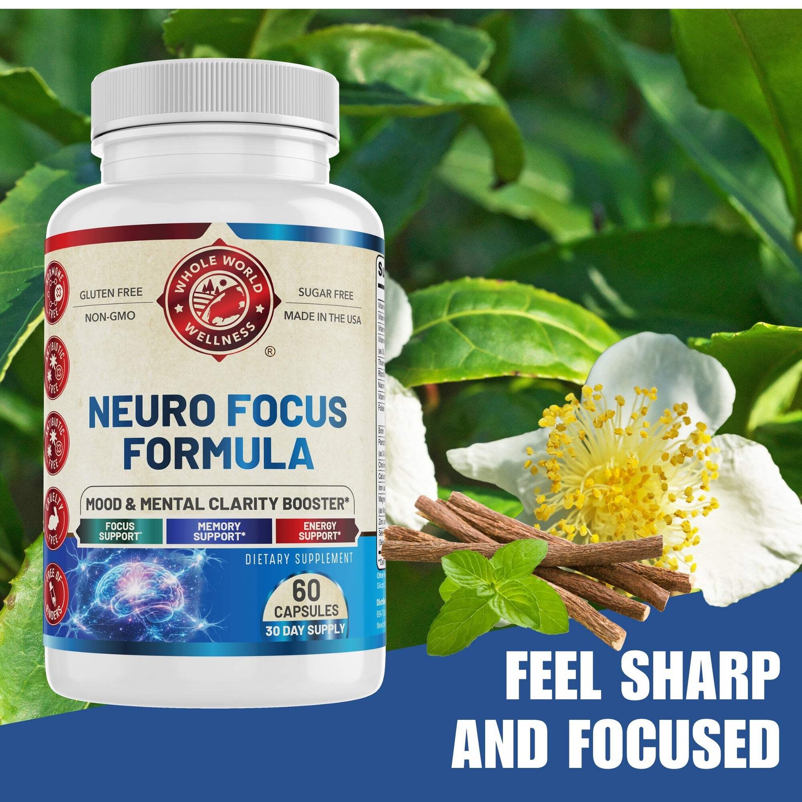 Neuro Focus Formula. Supports Mental Clarity & Focus. Vitamin A,C,D,E,B6…