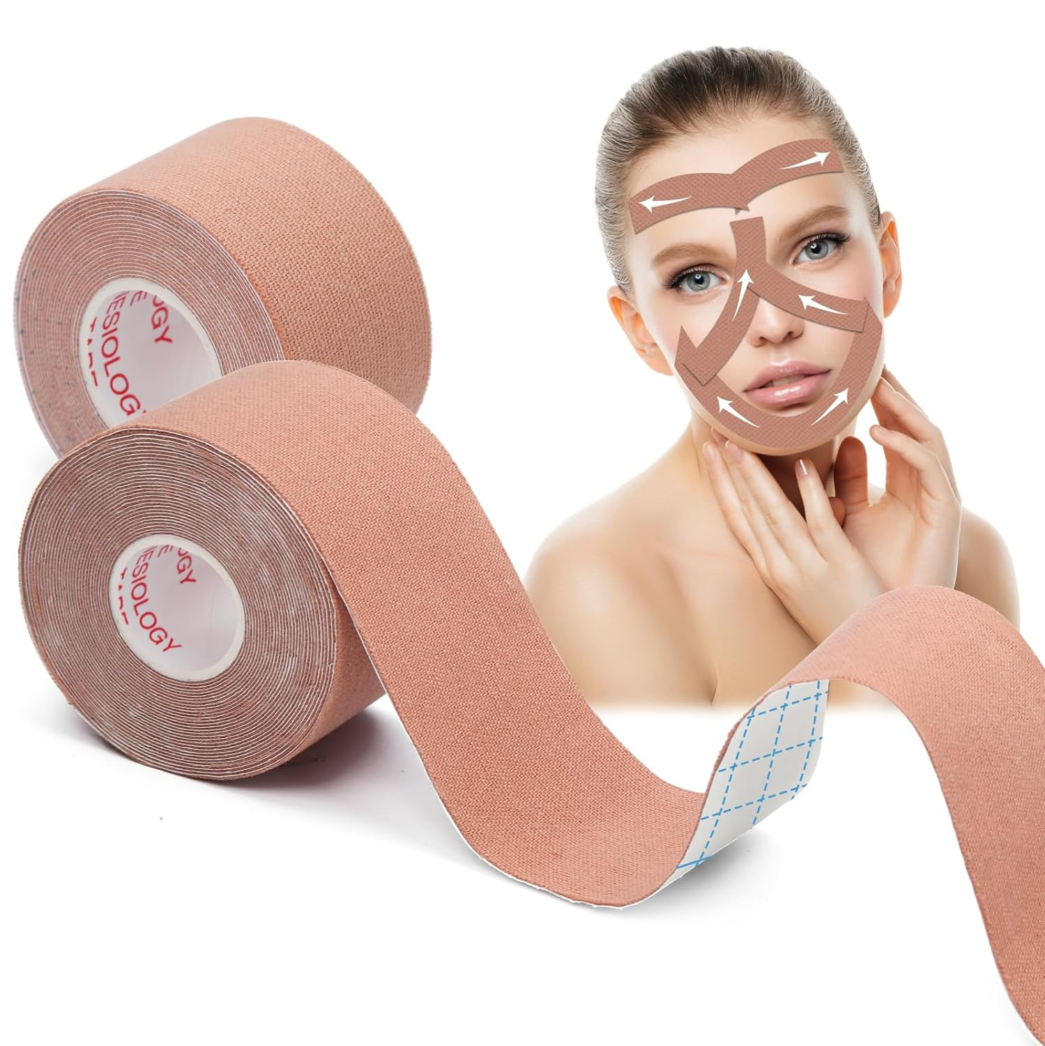 AURUZA 2 Rolls Facial Myofascial Face Lift Tape,Neck & Forehead Smooths Wrinkles
