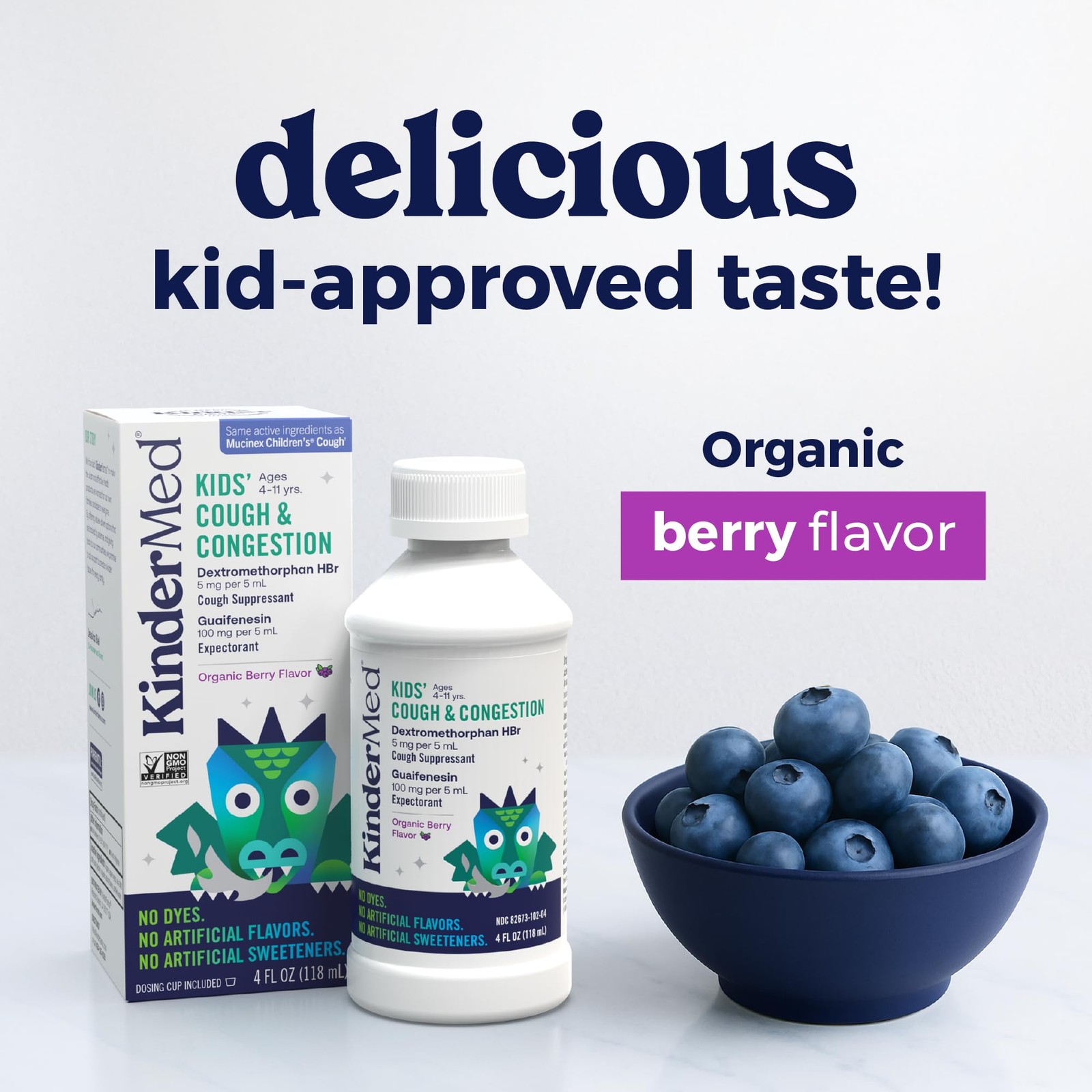 KinderMed Kids’ Daytime Cough & Congestion Medicine, for Ages 4-11 White