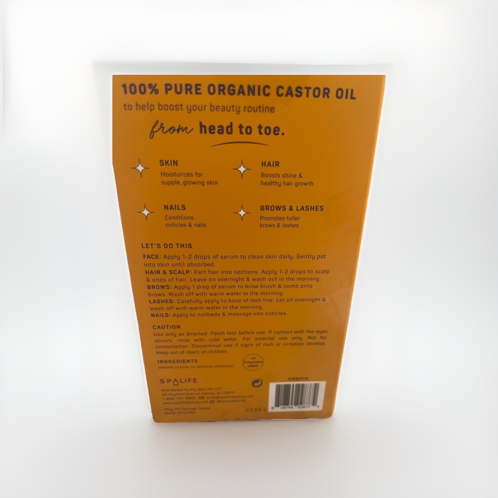 SPALIFE Castor Oil 8 fl oz 100% Pure Organic Cold-Pressed Unrefined Unscented