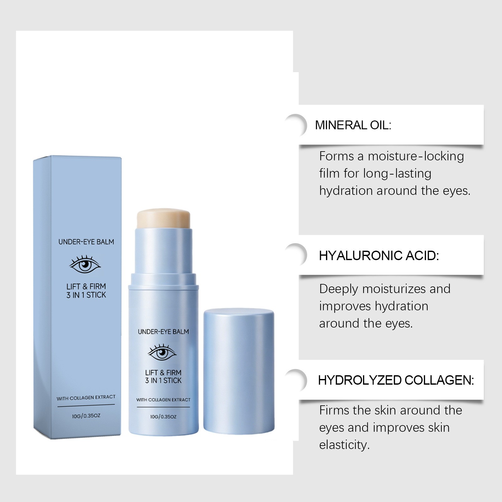 Korean Under Eye Balm Stick, Collagen Hydrating, Firming for Fine Lines